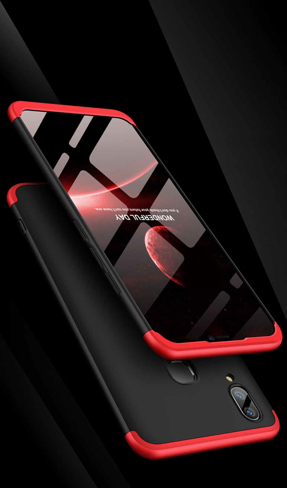 Vivo V9 Shockproof 3 in 1 Full Body 360 Protection Case Cover - Black