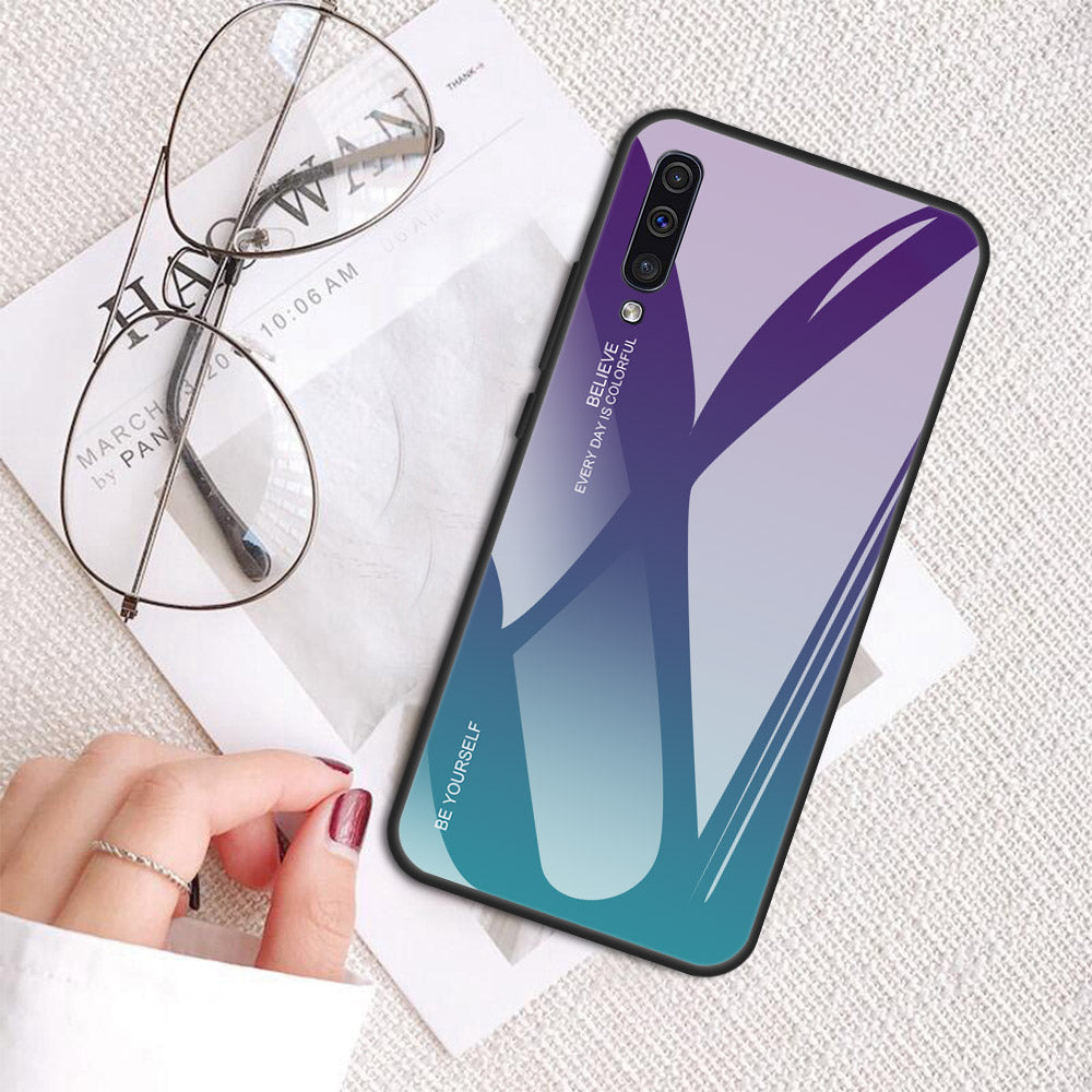 Samsung A50 Cover Shockproof 9D Tempered Glass Gradient Back Cover