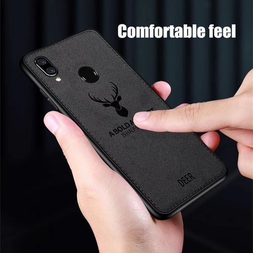 Honor 8C Premium Leather Pattern Soft Fabric Cover - Black