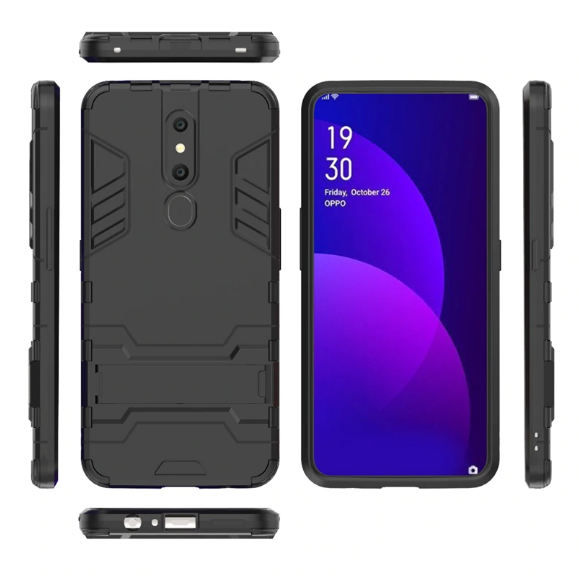Oppo F11 Pro Cover Shockproof Hybrid Kickstand Back Case - Black