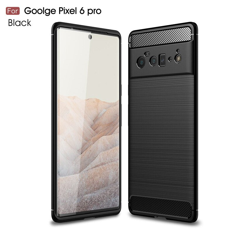 Google Pixel 6 Pro Carbon Fiber Cover Bumper Rubber Silicone Case