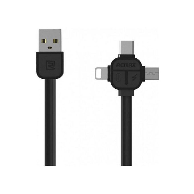 Remax Lesu 3in1 Charging & Data Cable For iPhone,Type-C Android RC-066th - Black