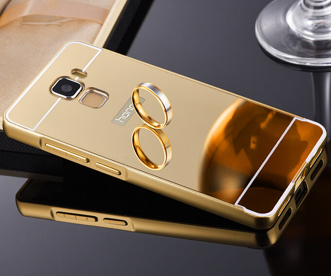 Aluminum Metal Bumper Mirror Back Skin Case Cover For Huawei Honor 6