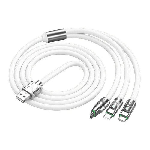 120W Super Fast Charge 3 in 1 Soft LED Indicator Charging Cable