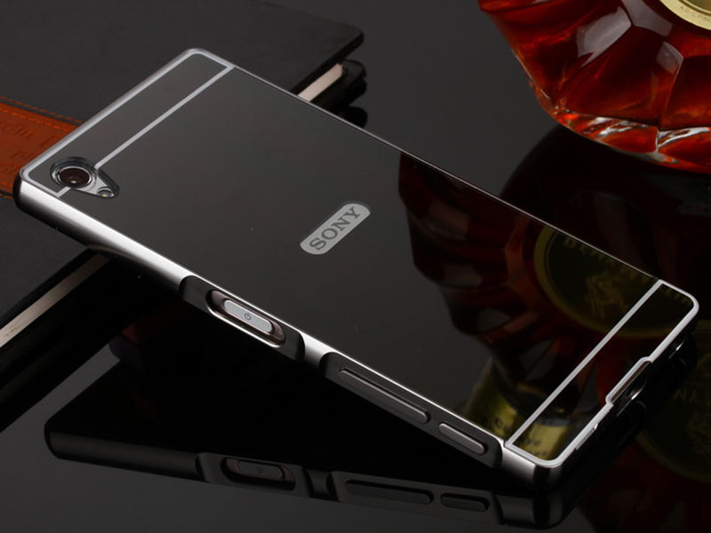 Aluminum Metal Bumper PC Mirror Back Skin Case Cover For Sony Xperia Z4