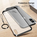 iPhone X Cover Luxury Transparent Frameless Matt Back Cover with Finger Ring