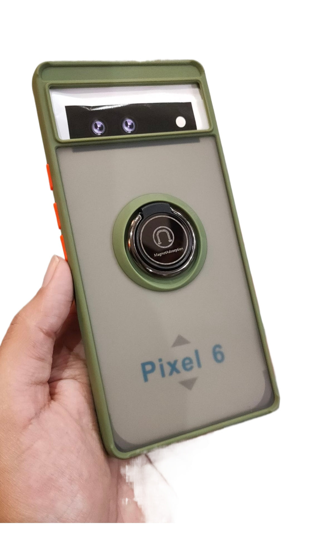 Google Pixel 6 Pro Shockproof Color Buttons Magnetic Ring Holder Back Case