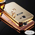 Samsung Galaxy J5 Ultra Thin Metal Bumper Mirror Back Case Cover