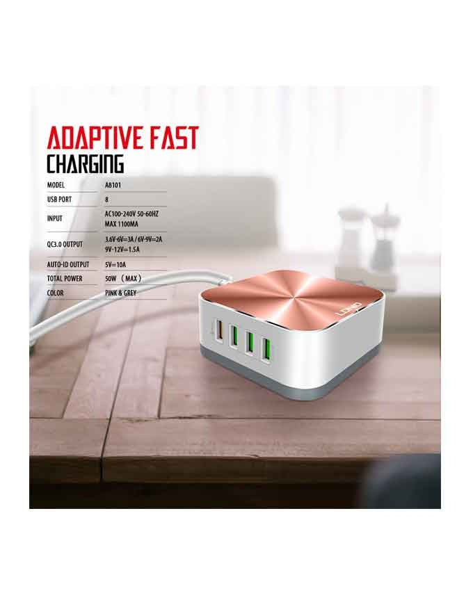LDNIO A8101 QC3.0 50W 8 Ports Desktop Charger