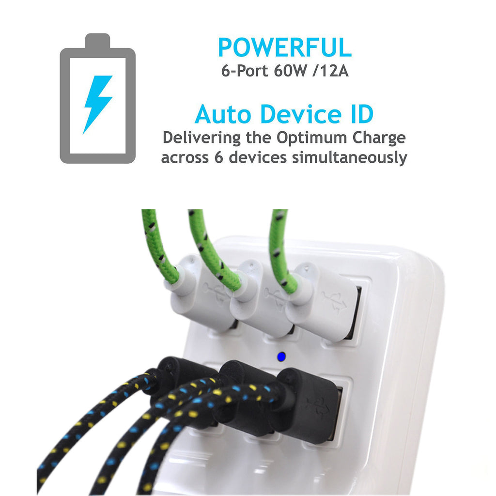Universal 6 USB Multi-Port Travel Wall Charger Desktop Quick Charging Station