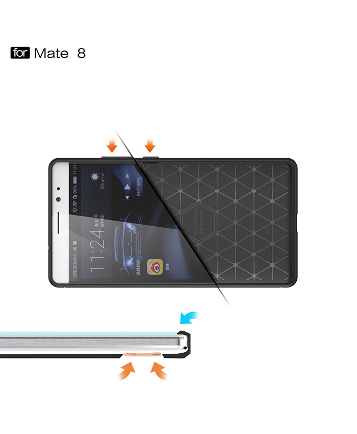 Huawei Mate 8 Shockproof Carbon Fiber Rubber Case Cover