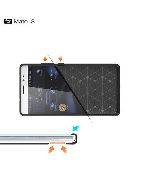 Huawei Mate 8 Shockproof Carbon Fiber Rubber Case Cover