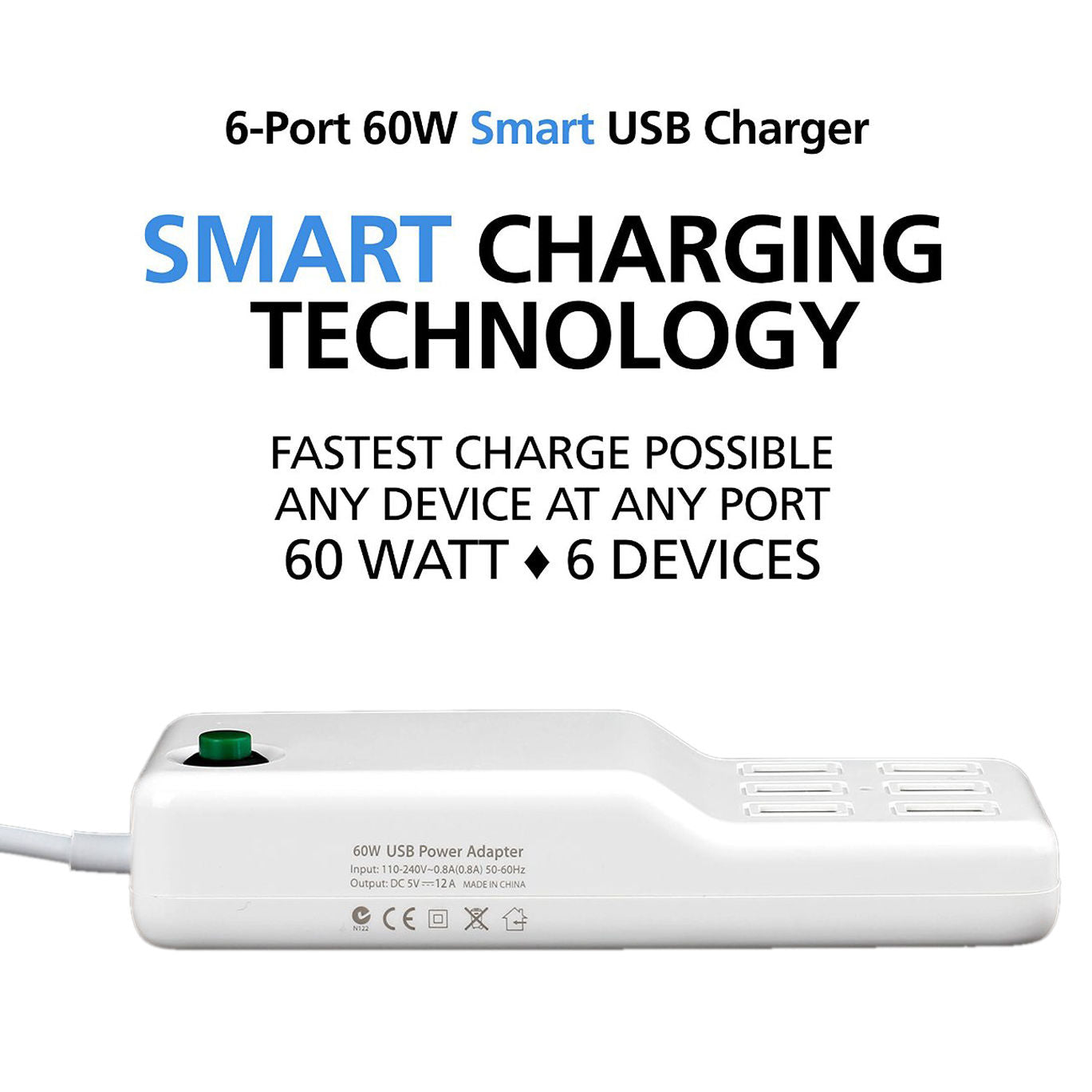 Universal 6 USB Multi-Port Travel Wall Charger Desktop Quick Charging Station