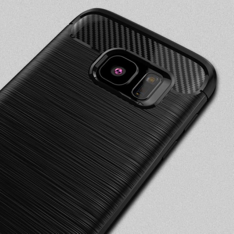Shockproof Carbon Fiber Brushed Rubber TPU Case Cover for Samsung Galaxy S7 Edge
