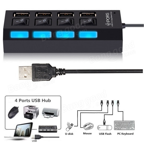 USB HUB 4 Ports 2.0 with Button