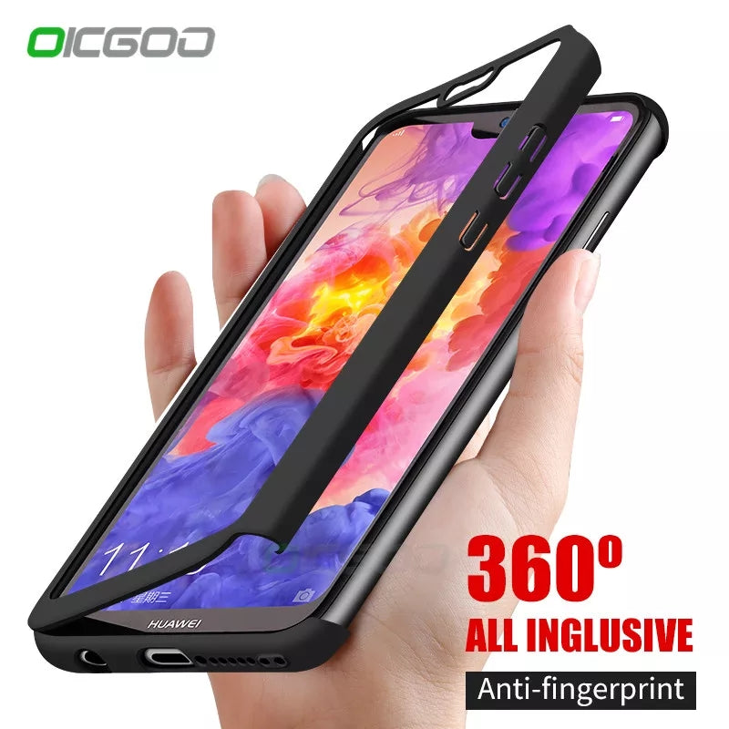 Huawei Y9 2019 Shockproof PC Hard 360 Protection Cover with Glass Protector