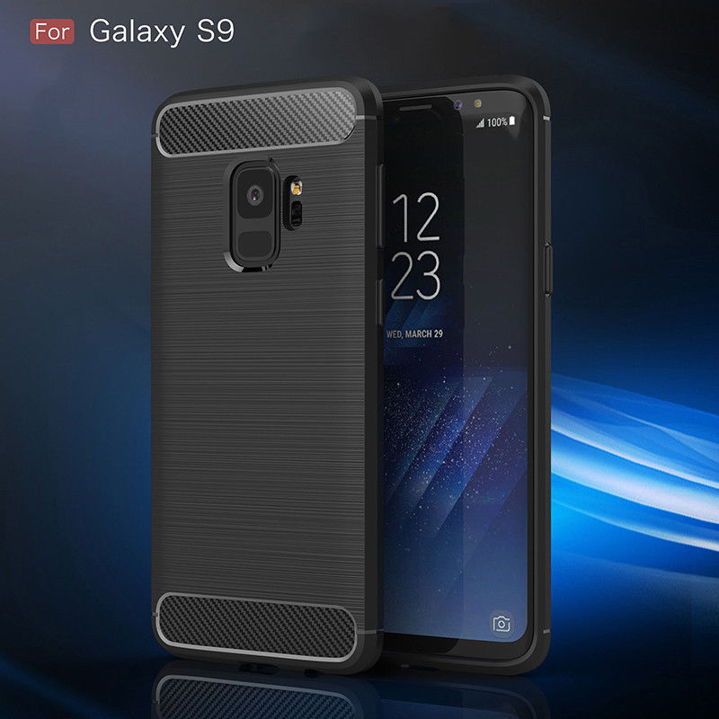 Samsung Galaxy S9 Shockproof Carbon Fiber Rubber Back Cover