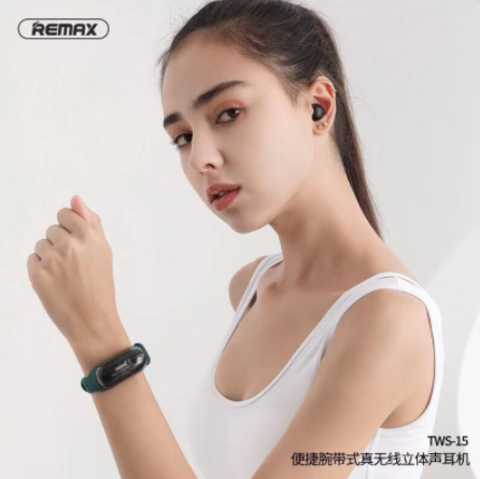 Remax TWS-15 Bluetooth 5.0 Portable Wristband Style True Wireless Stereo Earphone