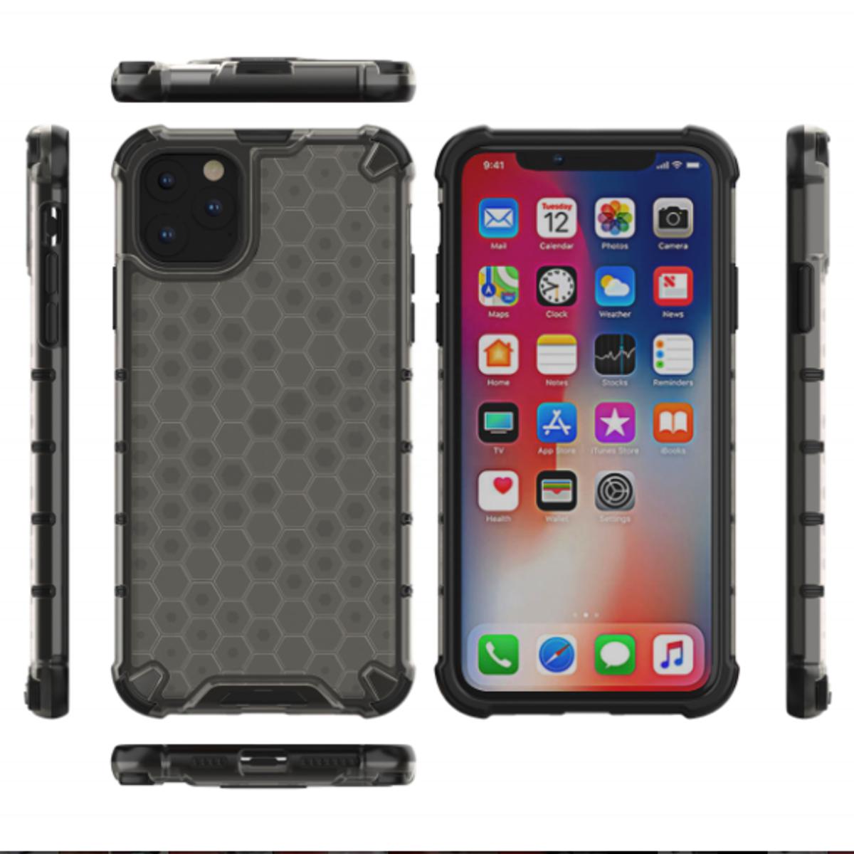 iPhone 11 Pro Cover Shockproof Armor Corner Protection Honeycomb Pattern Transparent Back Case