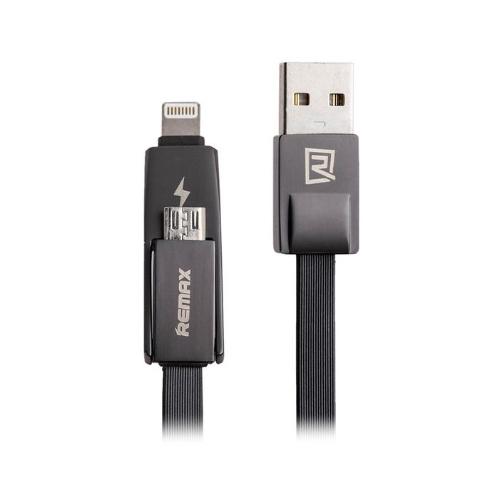 Remax RC-042t Strive - 2 in 1 USB Charging Data Cable - Black