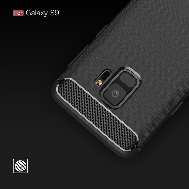 Samsung Galaxy S9 Shockproof Carbon Fiber Rubber Back Cover