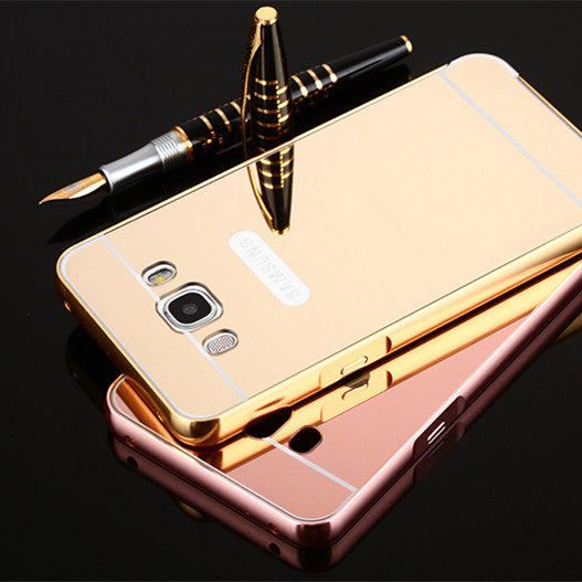Samsung Galaxy J5 2016 Metal Bumper Mirror Back Case Cover