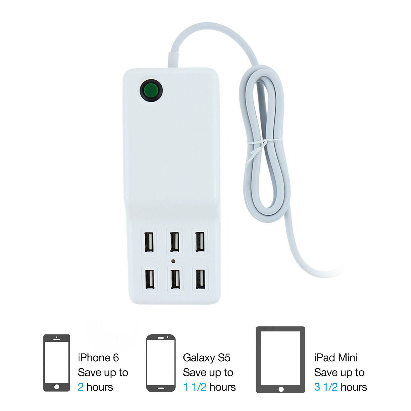 Universal 6 USB Multi-Port Travel Wall Charger Desktop Quick Charging Station
