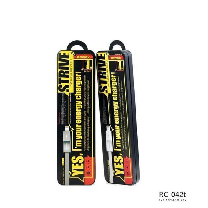 Remax RC-042t Strive - 2 in 1 USB Charging Data Cable - Black