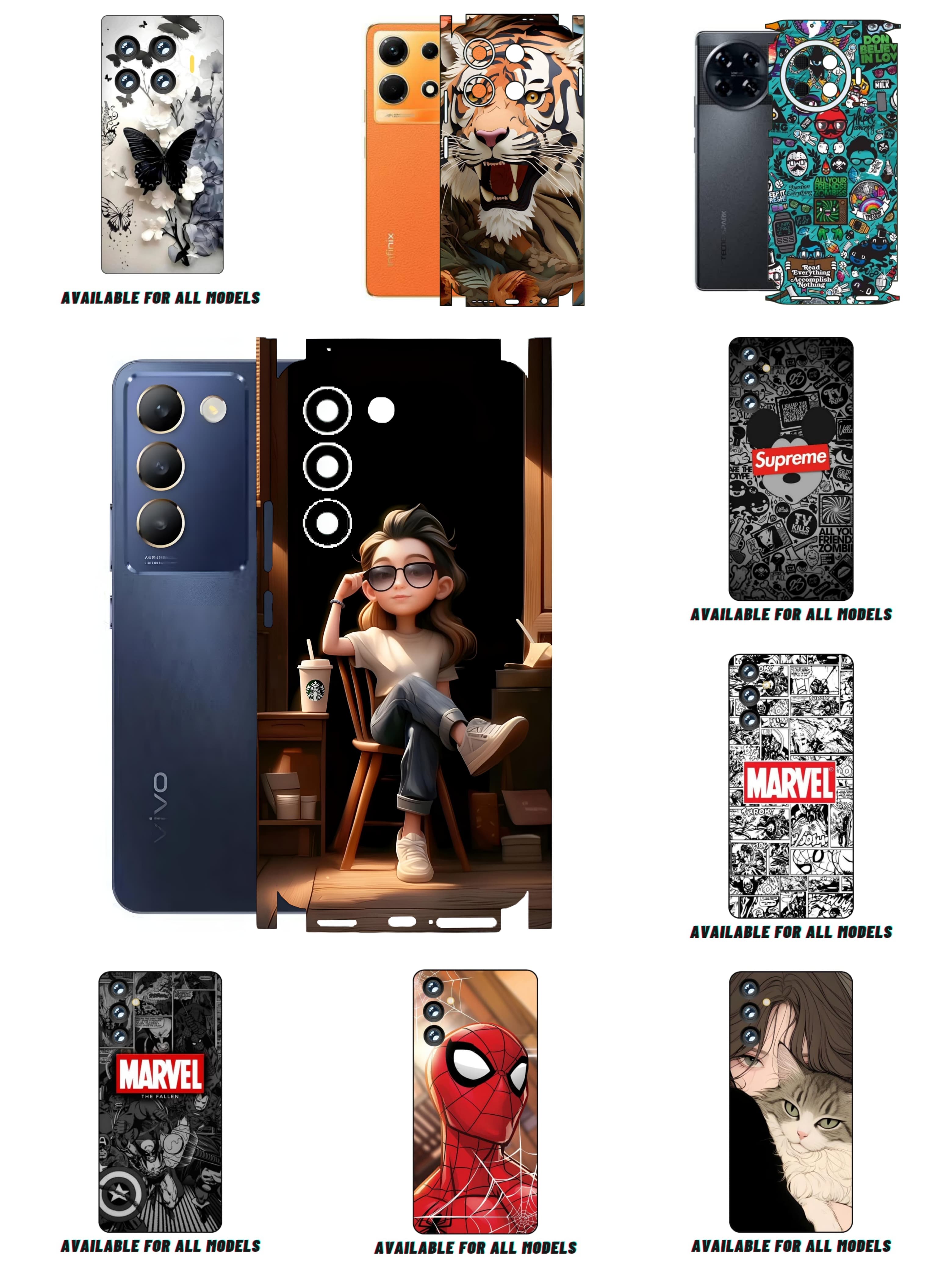 Print Back Full Body Skin Wrap for All Models