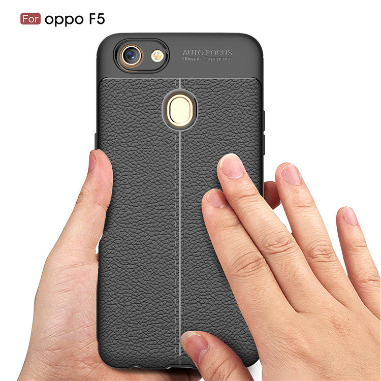Oppo F5 Luxury Shockproof Auto Focus Design Soft TPU Back Cover - Black