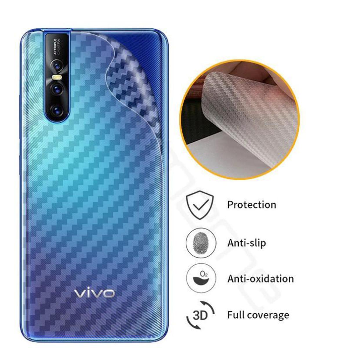 Vivo V15 Pro Carbon Fiber Back Anti Fingerprint Sheet Skin Wrap Transparent