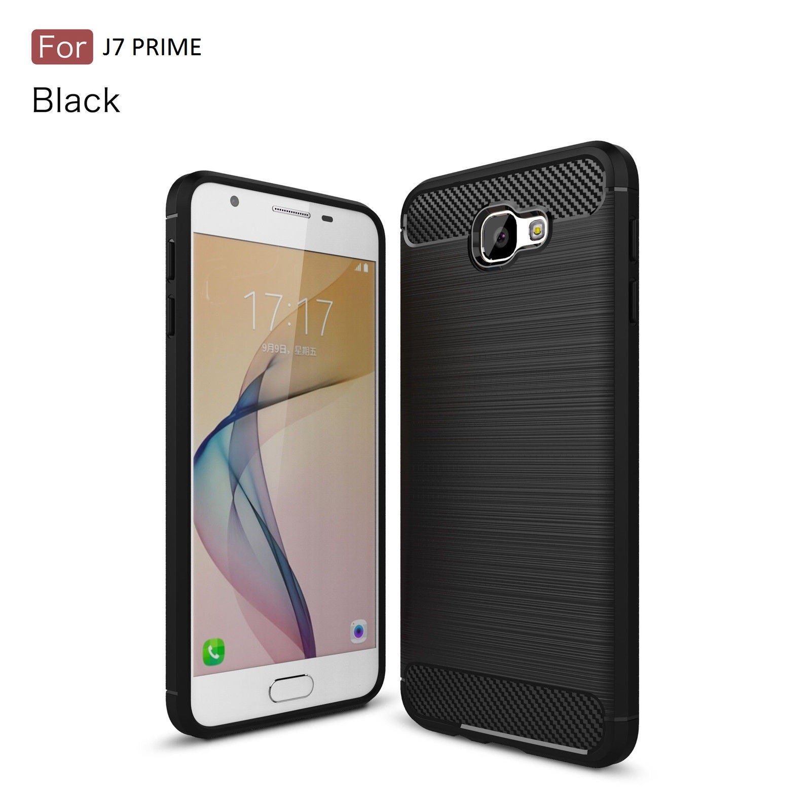 Shockproof Carbon Fiber Brushed Rubber TPU Case Cover for Samsung Galaxy J7 Prime