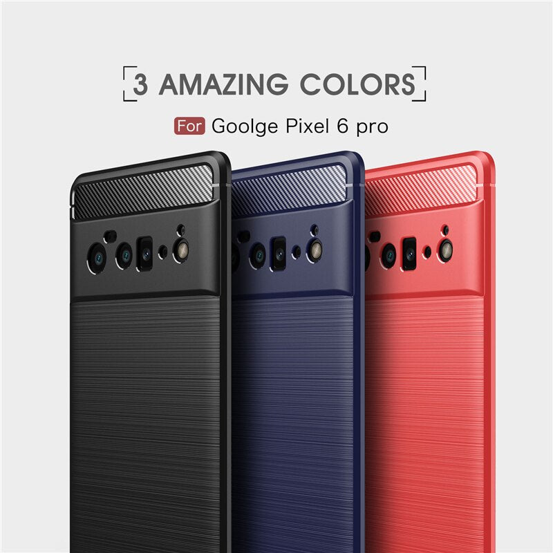 Google Pixel 6 Pro Carbon Fiber Cover Bumper Rubber Silicone Case