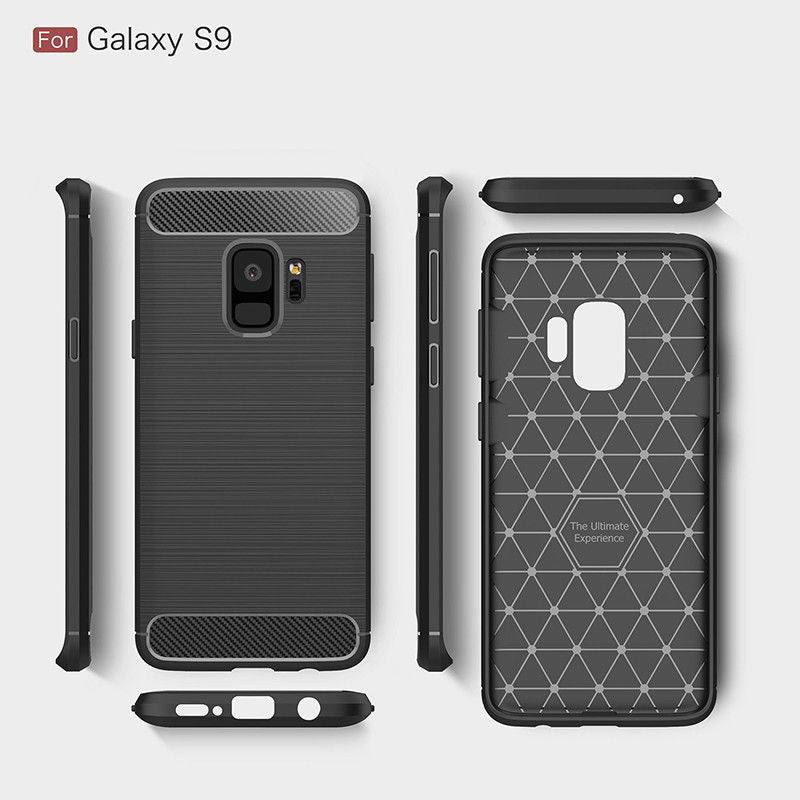 Samsung Galaxy S9 Shockproof Carbon Fiber Rubber Back Cover