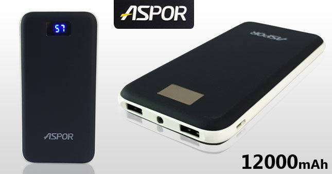  Aspor 12000mAh Digital LCD Powerbank (A386)