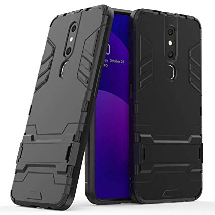Oppo F11 Pro Cover Shockproof Hybrid Kickstand Back Case - Black