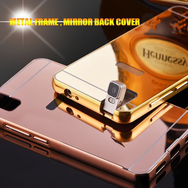 Aluminum Metal Bumper plus Mirror PC Back Case For Huawei Honor ShotX / 7i