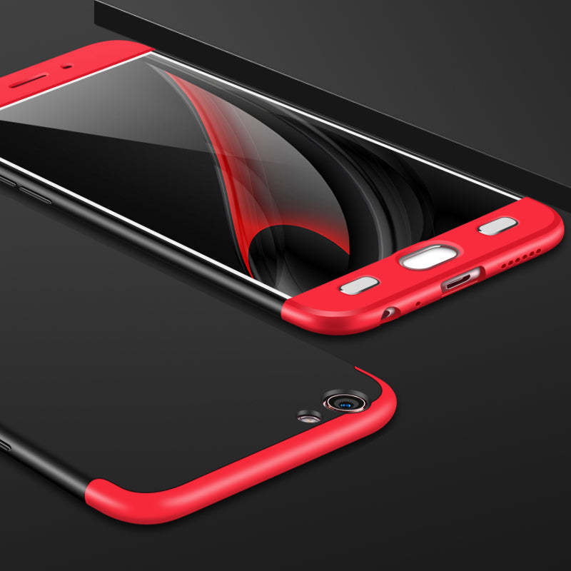 Oppo A57 Shockproof 3 in 1 Full Body 360 Protection Case Cover - Black & Red