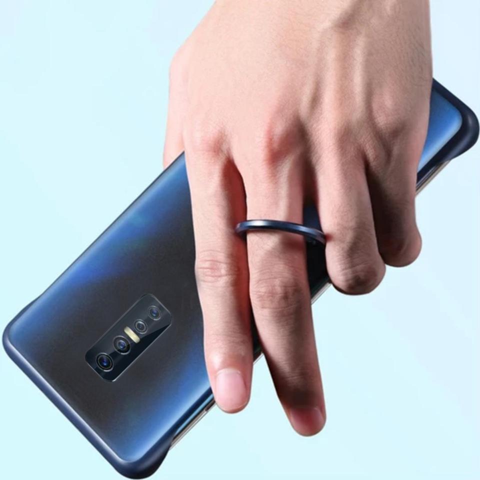 Vivo V17 Pro Cover Luxury Transparent Frameless Matt Back Cover with Finger Ring