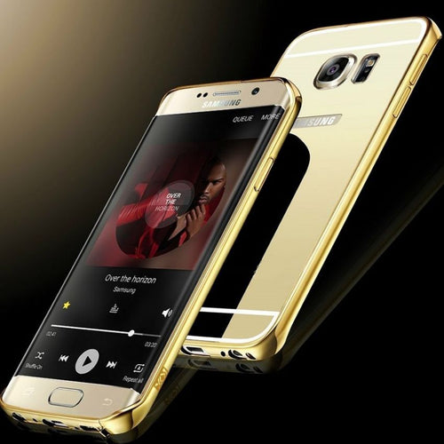 Aluminum Metal Bumper PC Mirror Back Skin Case Cover For Samsung Galaxy S6 Edge