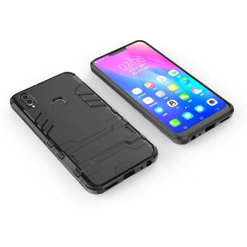 Vivo V9 Shockproof Hybird Kickstand Back Case Cover - Black