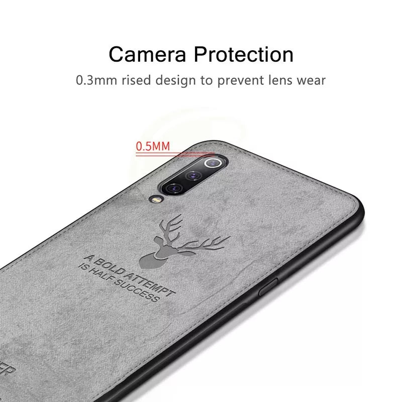 Samsung A50 Premium Leather Pattern Soft Fabric Cover - Grey