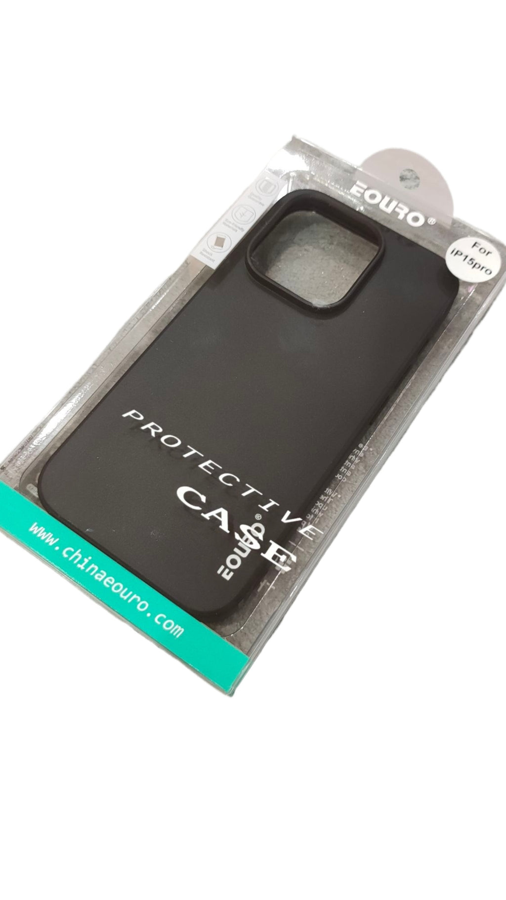 EOURO iPhone 15 Pro Matte Black Camera Protection Silicone Case