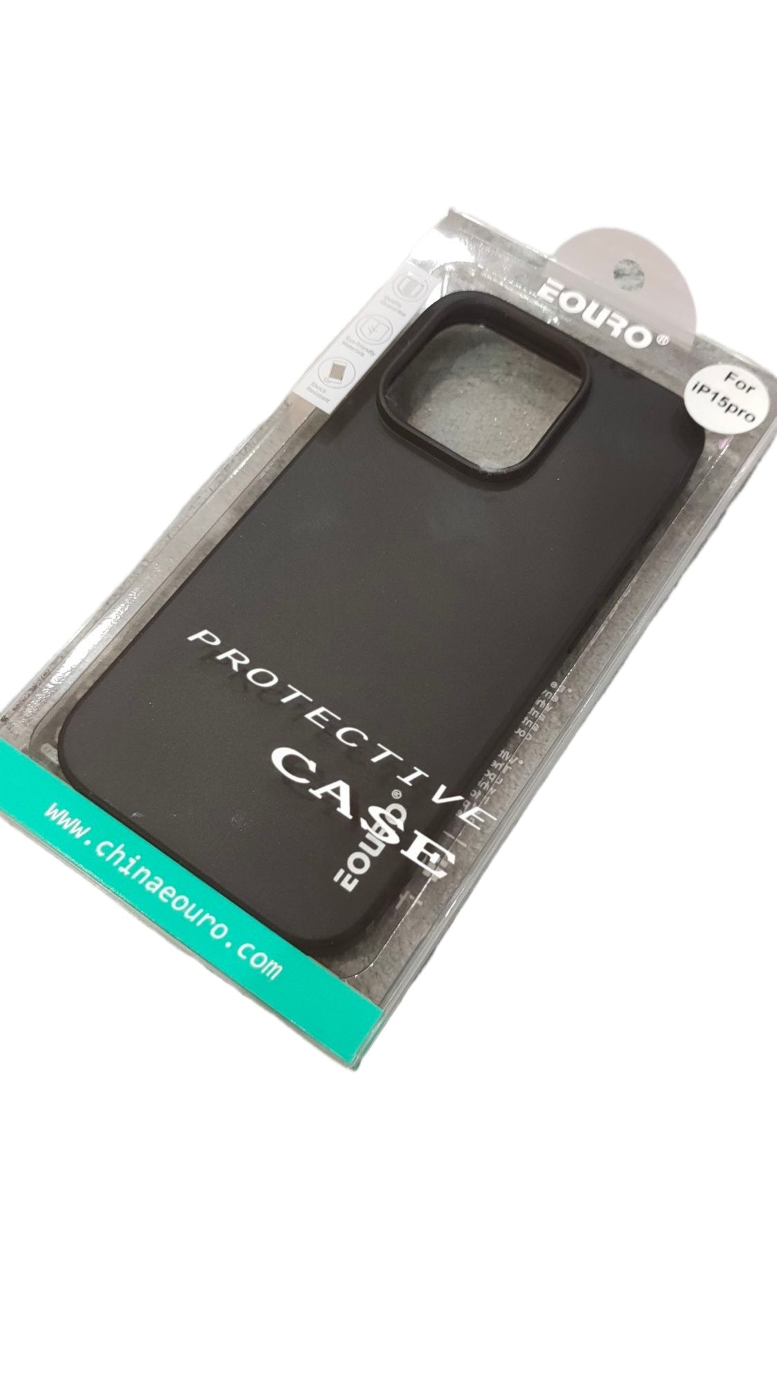 EOURO iPhone 15 Pro Matte Black Camera Protection Silicone Case