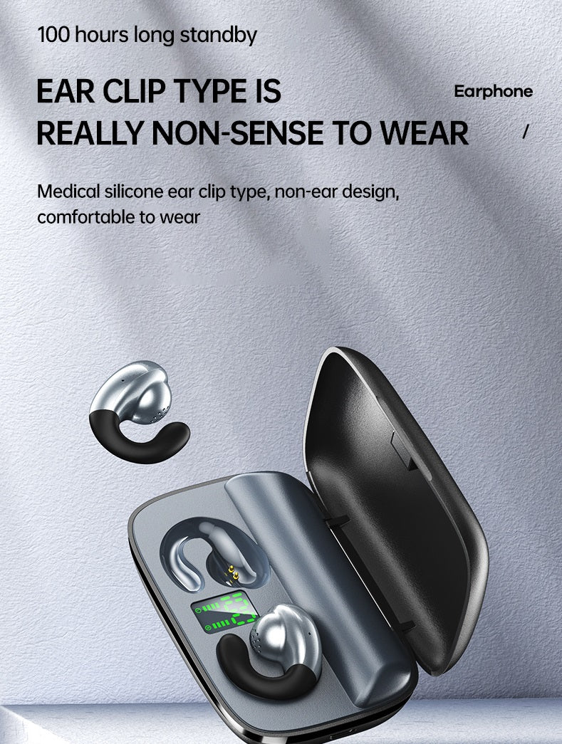 Remax TWS-17 100 Hours Long Standby Built-in 1200mAh Power Bank Function LED Display Power Silicone Ear Clip Type Non-Inductive Earbuds