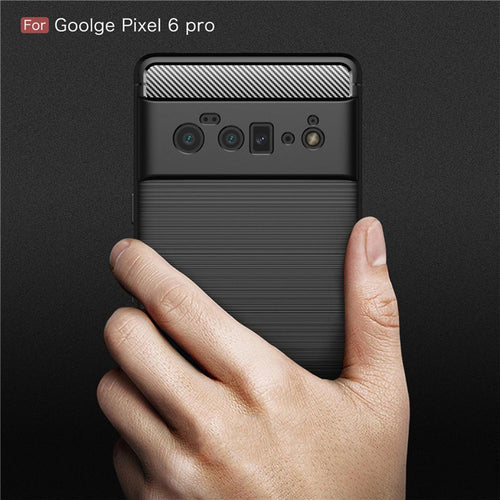 Google Pixel 6 Pro Carbon Fiber Cover Bumper Rubber Silicone Case