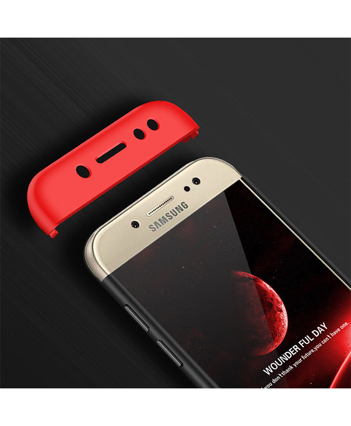 Samsung Galaxy J5 Pro Shockproof 3 in 1 Full Body 360 Protection Case Cover - Black & Red
