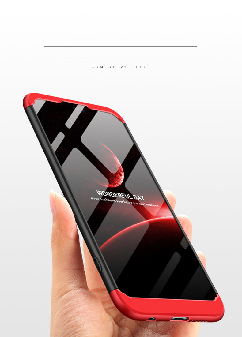 Huawei P20 Lite Shockproof 3 in 1 Full Body 360 Protection Case Cover - Black & Red