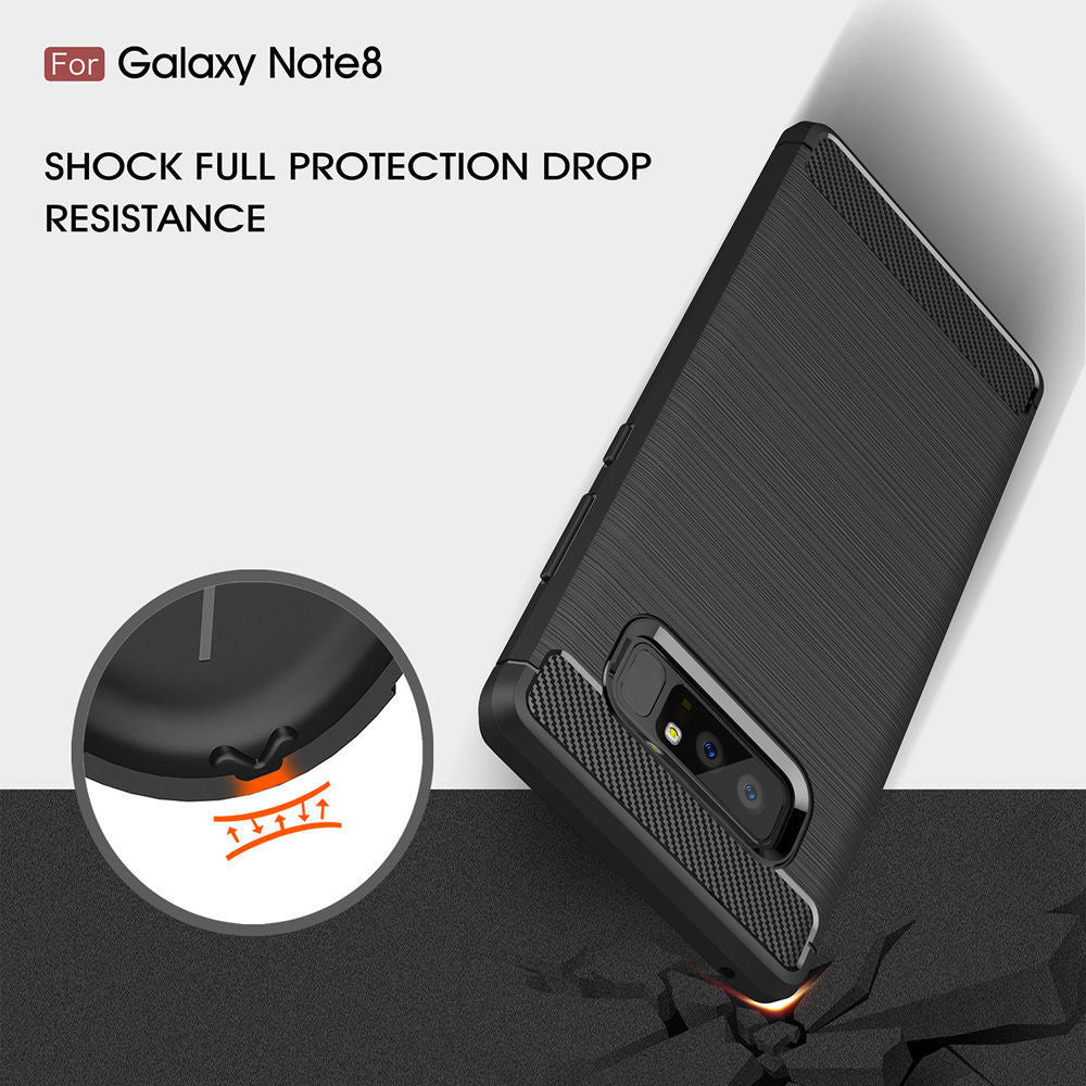 Samsung Galaxy Note 8 Shockproof Hybrid Carbon Fiber Rubber Case Cover