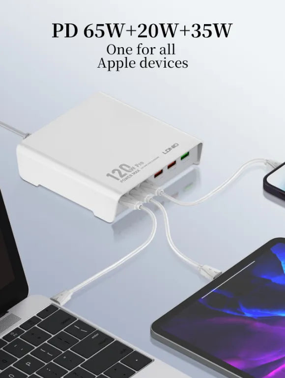 LDNIO Q605 120W Multi-Ports Desktop Charging Station